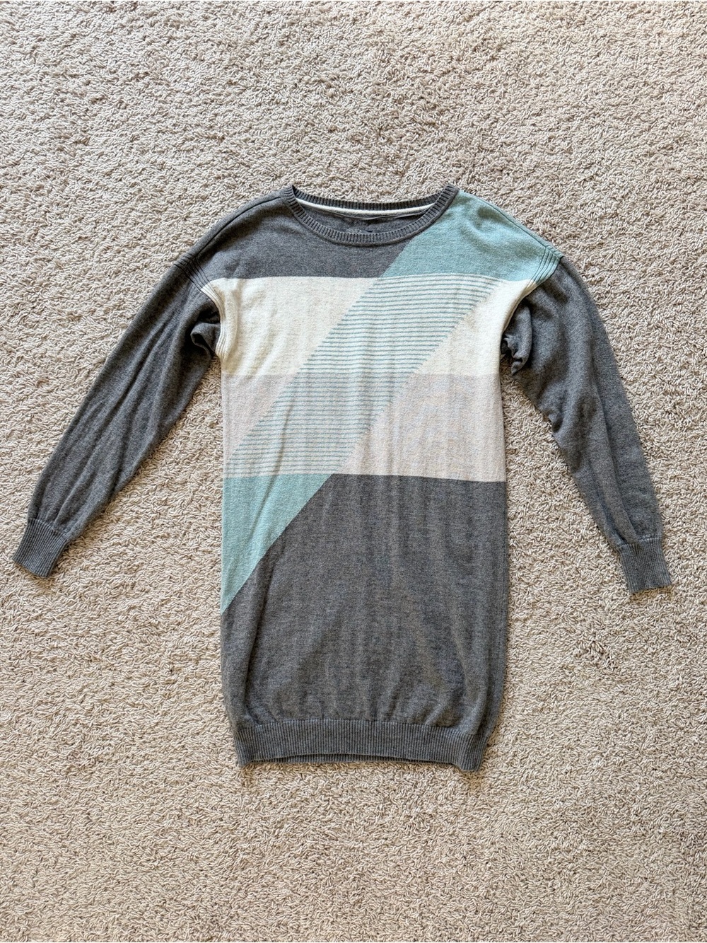 Prana Women’s Gray and Light Blue Diagonal Block Sweater Dress Small